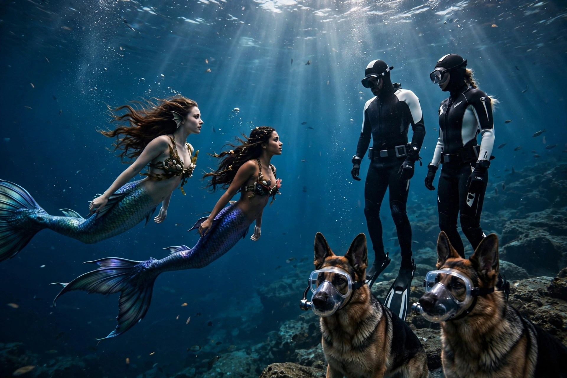 Mermaids with Dogs