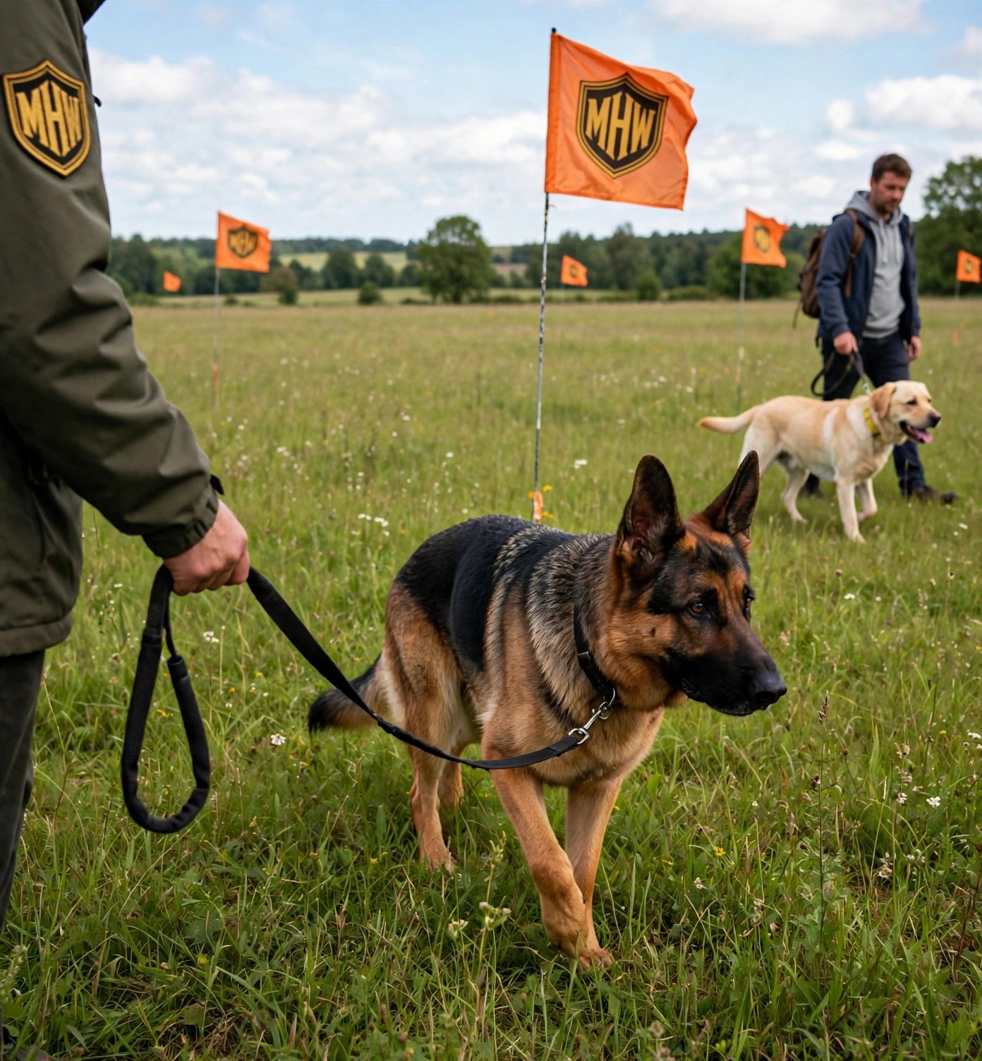 German Shepherd on a long lunge line